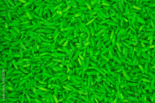 Green rice from above view for texture backgrounds