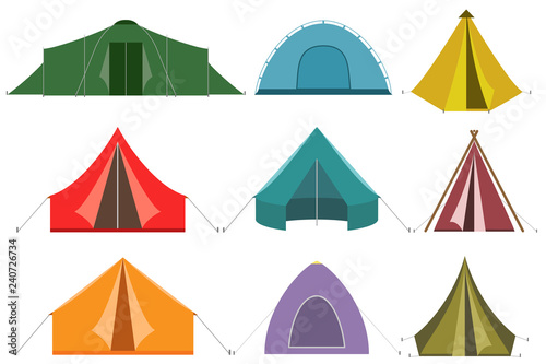 Set of camping tent icons