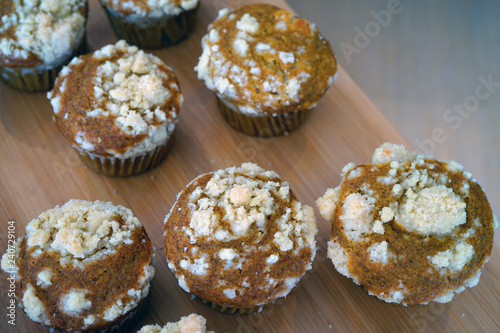 Fresh muffins with crumble top