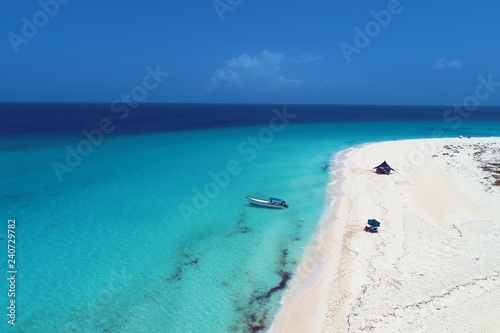 Caribbean sea, Los Roques. Vacation in the blue sea and deserted islands. Peace. Fantastic landscape