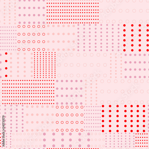 Beautiful sweet monotone pink rertro polka dots mix pattern prints seamless vector photo