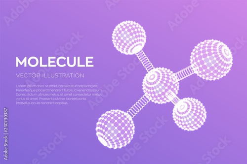 Molecule Structure. Dna, atom, neurons. Molecules and chemical formulas. 3D Scientific molecule background for medicine, science, technology, chemistry, biology. Vector illustration.