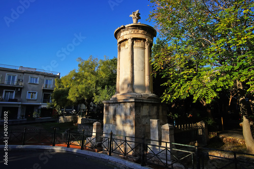 Lysikratous monument in the characteristic Plaka district. photo