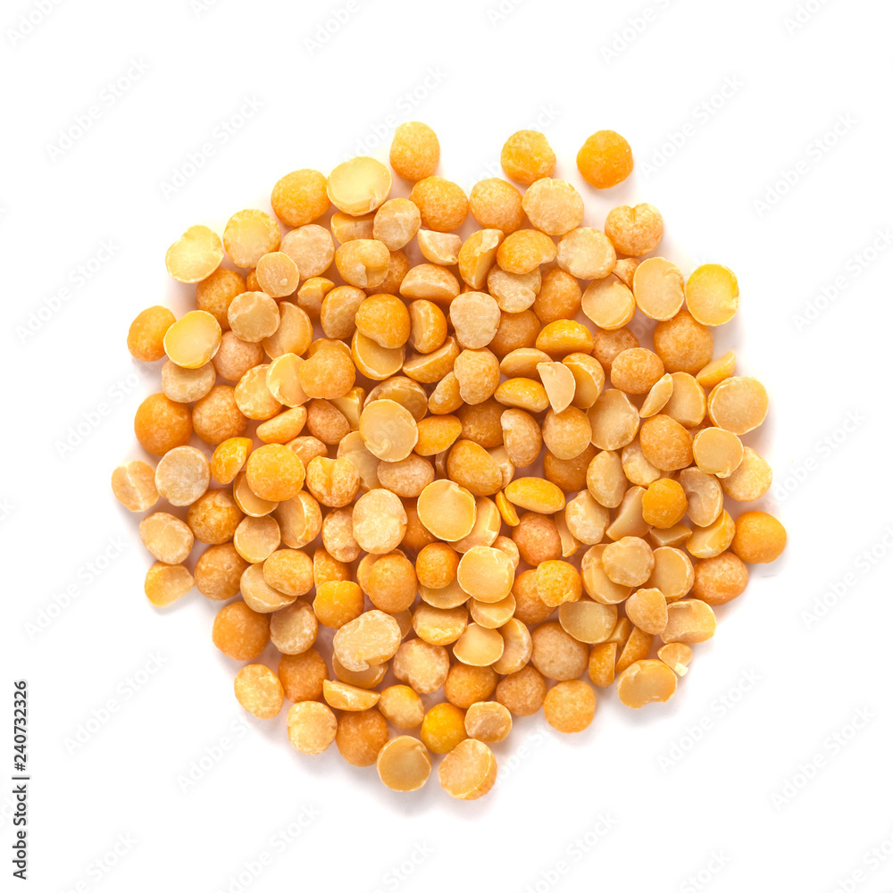 yellow split peas isolated on white background, healty food yellow split peas isolated on white background, healty food