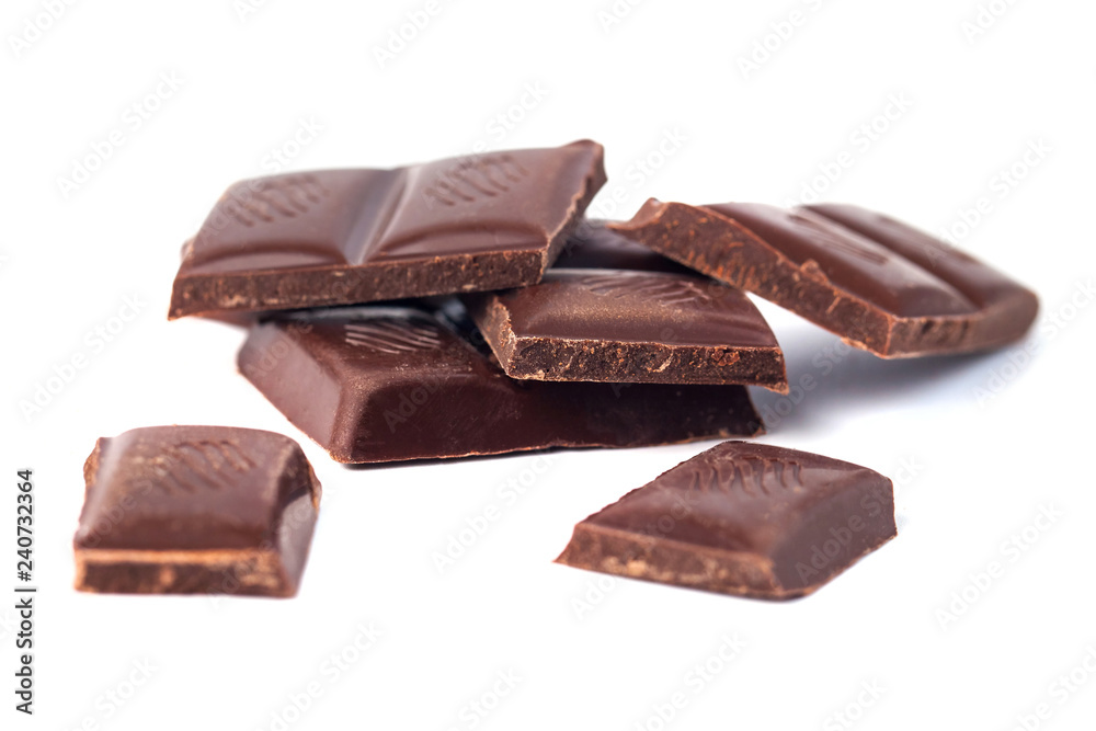 Dark Chocolate bars stack isolated on white background Dark Chocolate bars stack isolated on white background