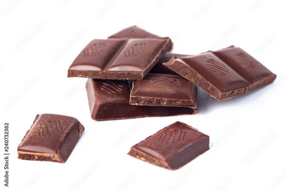 Dark Chocolate bars stack isolated on white background Dark Chocolate bars stack isolated on white background