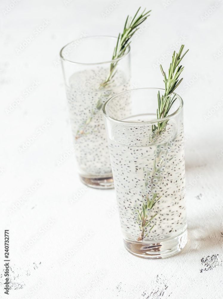 Two glasses of basil seed drink Two glasses of basil seed drink