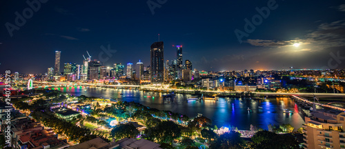 Aerial view of the South Bank fireworks during Christmas  Brisbane  Australia  2018
