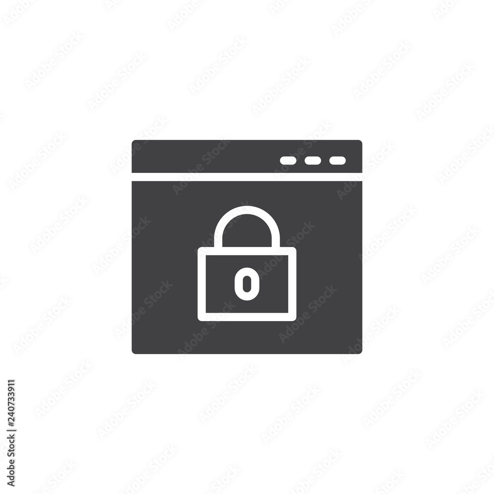 Web security vector icon. filled flat sign for mobile concept and web design. Private browser window and lock simple solid icon. Symbol, logo illustration. Pixel perfect vector graphics Web security vector icon. filled flat sign for mobile concept and web design. Private browser window and lock simple solid icon. Symbol, logo illustration. Pixel perfect vector graphics