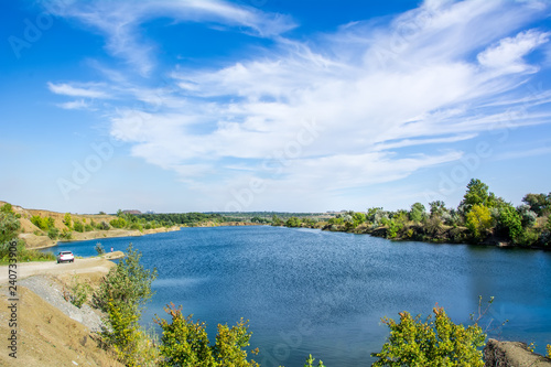 Pond on the site of an abandoned stone quarry near Makeyevka in Donbass
