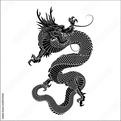 Silhouette of Chinese dragon crawling photo