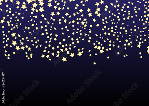 Gold Star Vector. Shine confetti pattern. Falling golden stars. Simple dark background. Eps10.