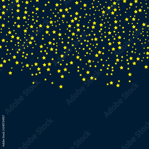 Gold Star Vector. Shine confetti pattern. Falling golden stars. Simple dark background. Eps10.