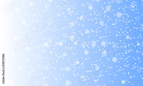 Falling snow background. Holiday landscape with snowfall. Vector illustration. Winter snowing sky. Eps 10.