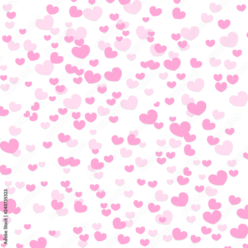 Hearts Design Background. Greeting Card Valentine Day. Vector illustration. Heart pattern. Falling Confetti.