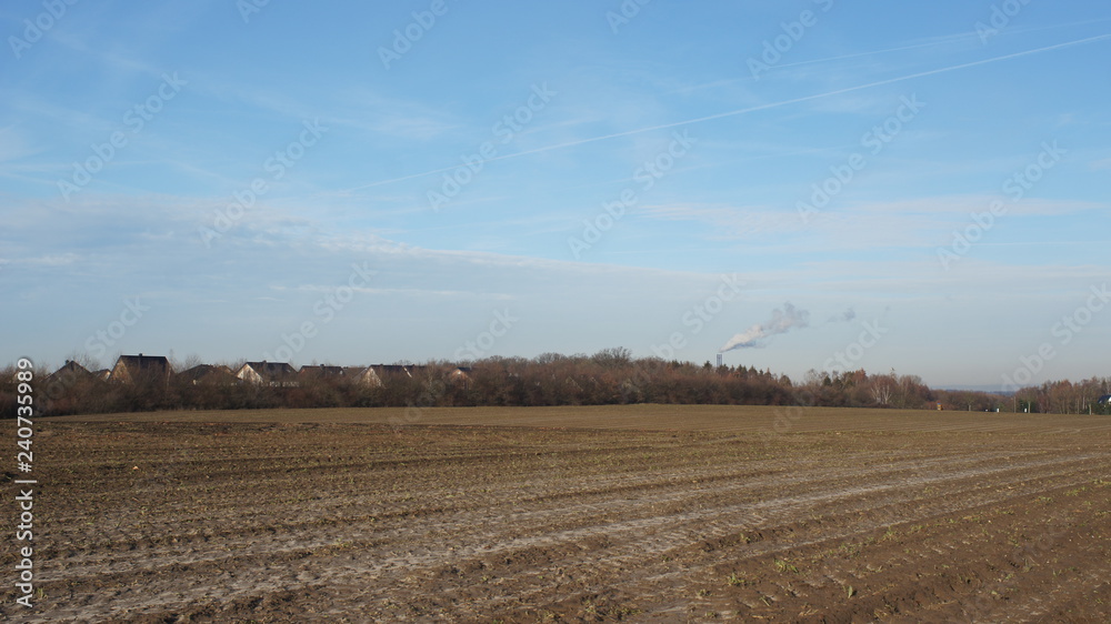 plowed field and blue sky,field, landscape, sky, nature, grass, blue, rural, agriculture, clouds, cloud, summer, farm, autumn, countryside, green, tree, meadow, 