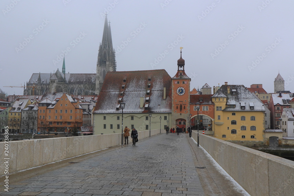 Blick zum Regensburger Dom und dem Salzstadel