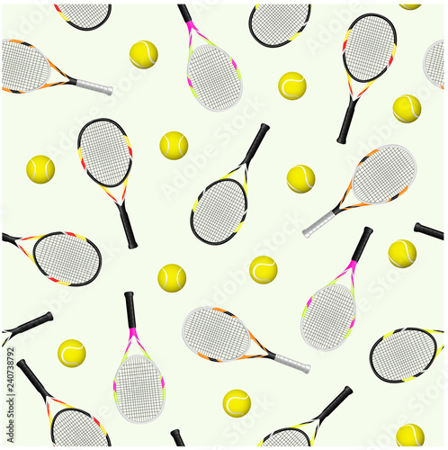 Sports seamless pattern with tennis icons © Yana Alisovna