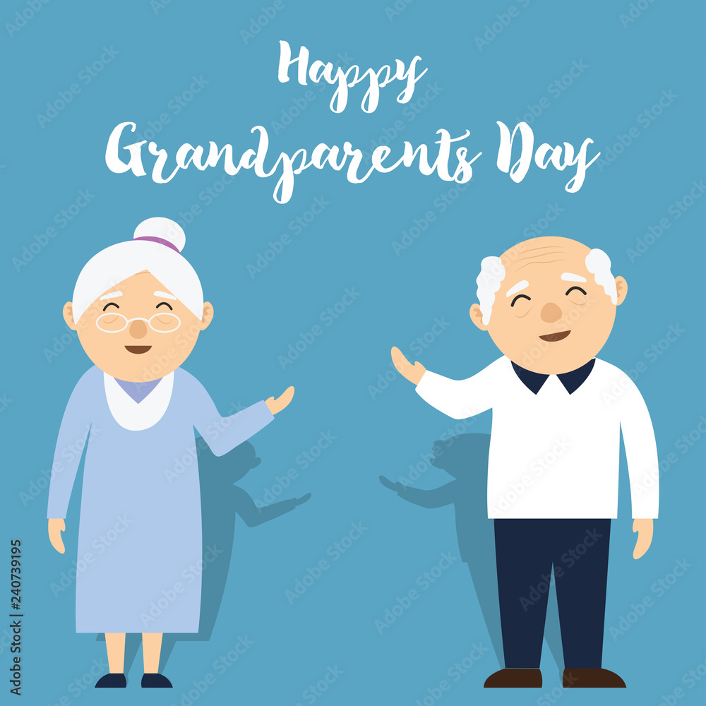 happy grand parents day for older persons concept. vector illustration