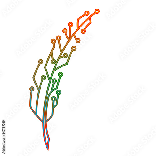 Colorful stilised quill made of curcit. Digital creativity concept. Logo or icon design