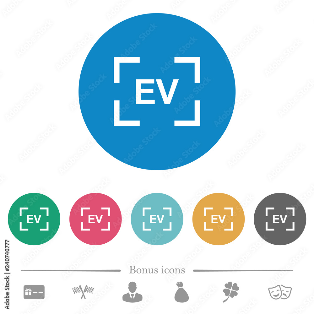 Camera exposure value setting flat round icons Camera exposure value setting flat round icons