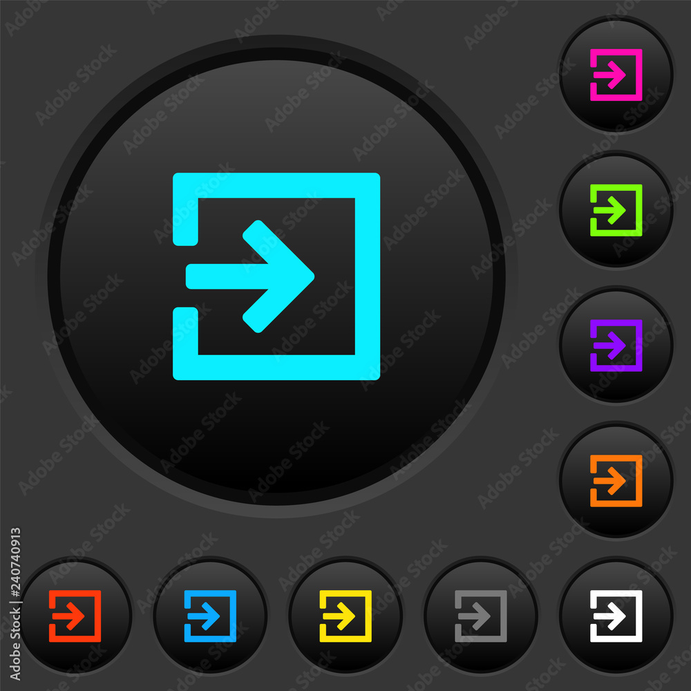 Import with inside arrow dark push buttons with color icons Import with inside arrow dark push buttons with color icons