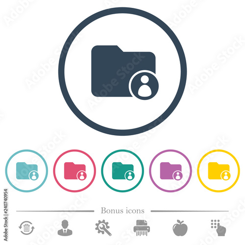 Directory owner flat color icons in round outlines