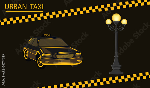 Taxi car icon symbol -Public transport symbol. - urban - flat style - black background - vector