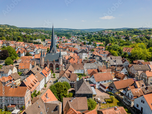 Aerial view of town Schotten, Hesse, Germany photo