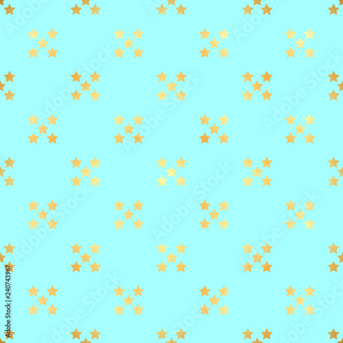 Abstract vector modern seamless pattern with gold confetti stars. Vector illustration.Shiny background. Texture of gold foil.
