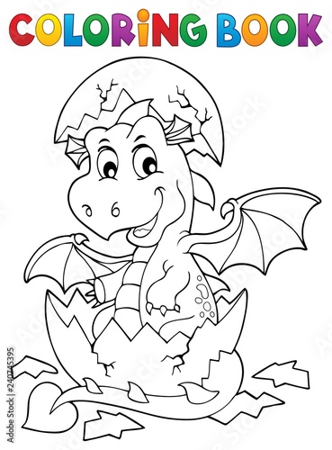 Coloring book dragon hatching from egg 1