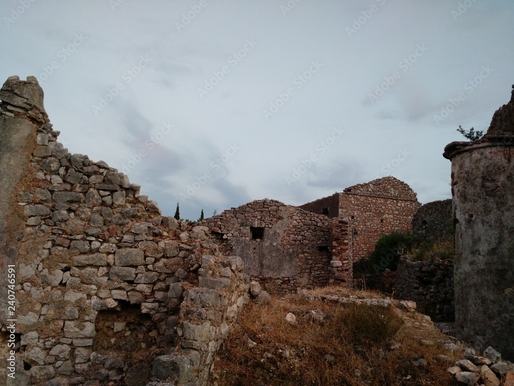 Himara, Albania - August 19 2016: View of ruins at Himara Castle