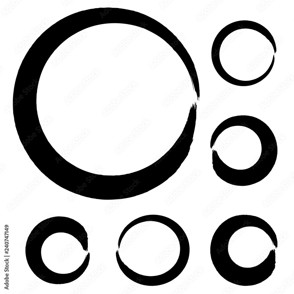 vector brush strokes circles of paint on white background. Ink hand drawn paint brush circle. vector brush strokes circles of paint on white background. Ink hand drawn paint brush circle.