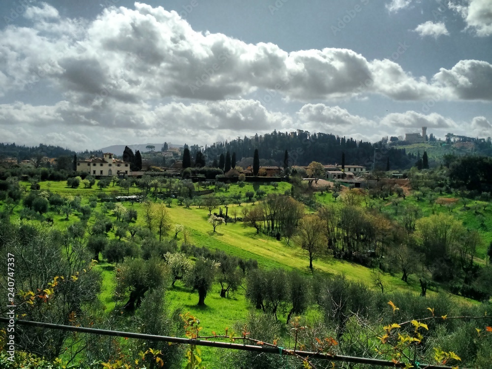 Tuscan landscape shot from Boboli Gardens, Florence, Italy
