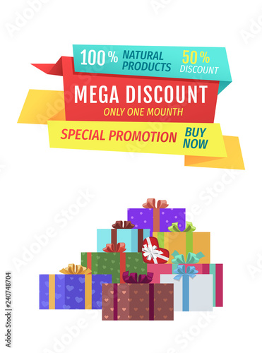 Mega Discount Special Promo Vector Illustration