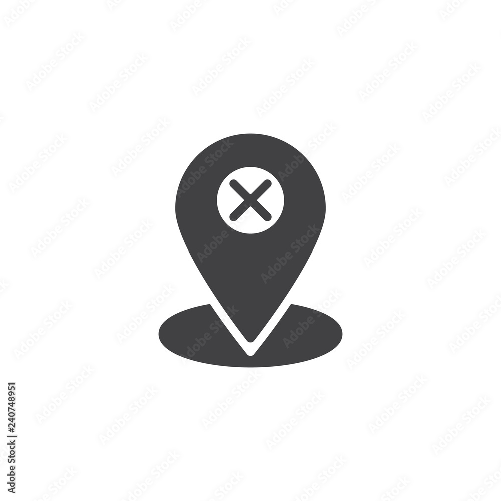 Delete map marker vector icon. filled flat sign for mobile concept and web design. Location pin with cross simple solid icon. Symbol, logo illustration. Pixel perfect vector graphics Delete map marker vector icon. filled flat sign for mobile concept and web design. Location pin with cross simple solid icon. Symbol, logo illustration. Pixel perfect vector graphics