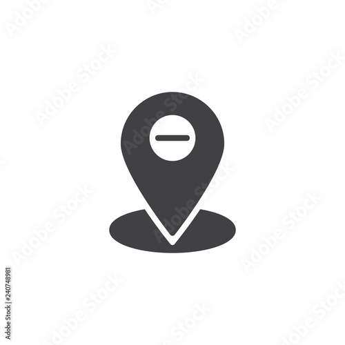 Remove Location pin vector icon. filled flat sign for mobile concept and web design. Map marker minus simple solid icon. Symbol, logo illustration. Pixel perfect vector graphics