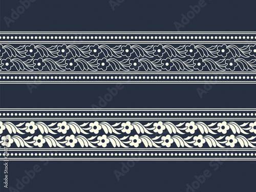 seamless vector border with imprinted flowers. design for print, package, textile
