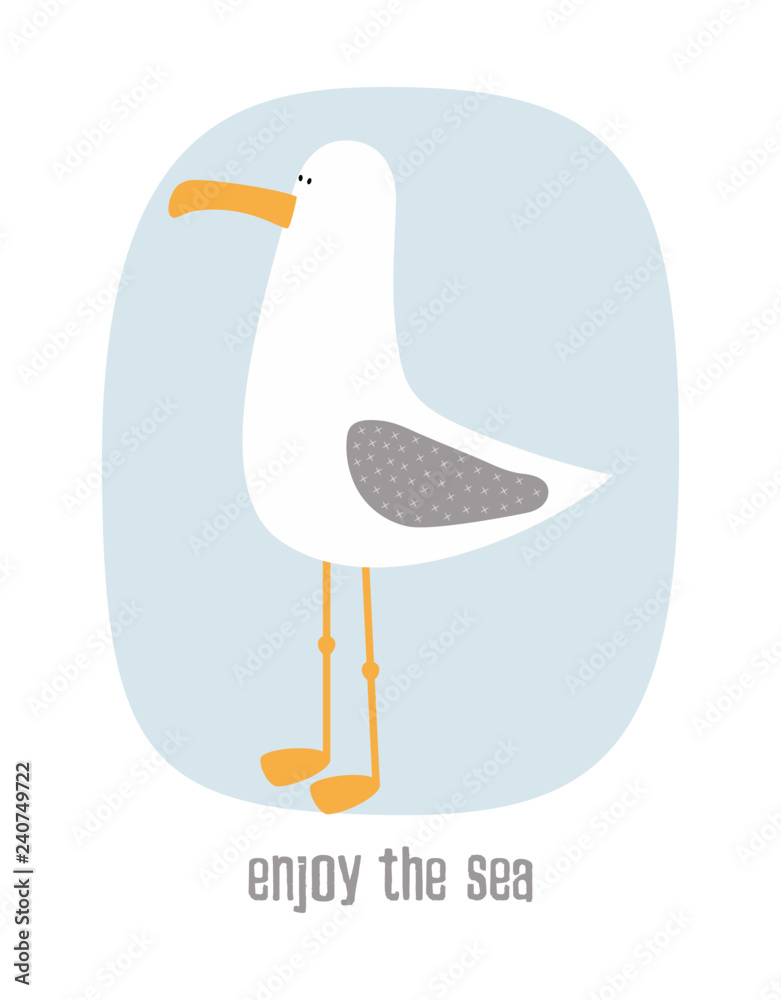 Naklejka premium karta kreskówka z mewą