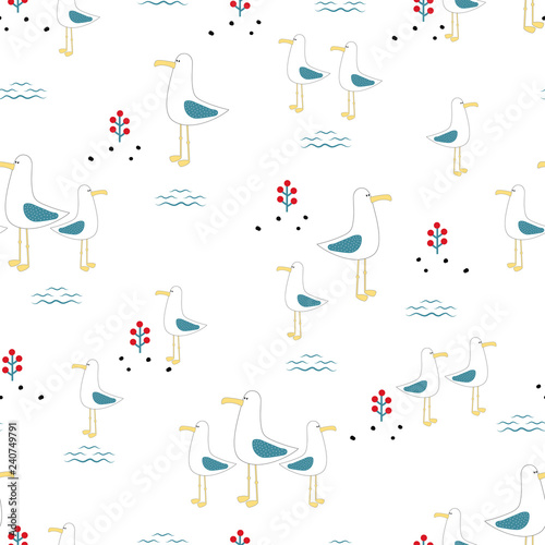 seamless pattern seagulls