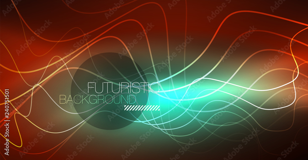 Neon lines wave background. Abstract composition Neon lines wave background. Abstract composition
