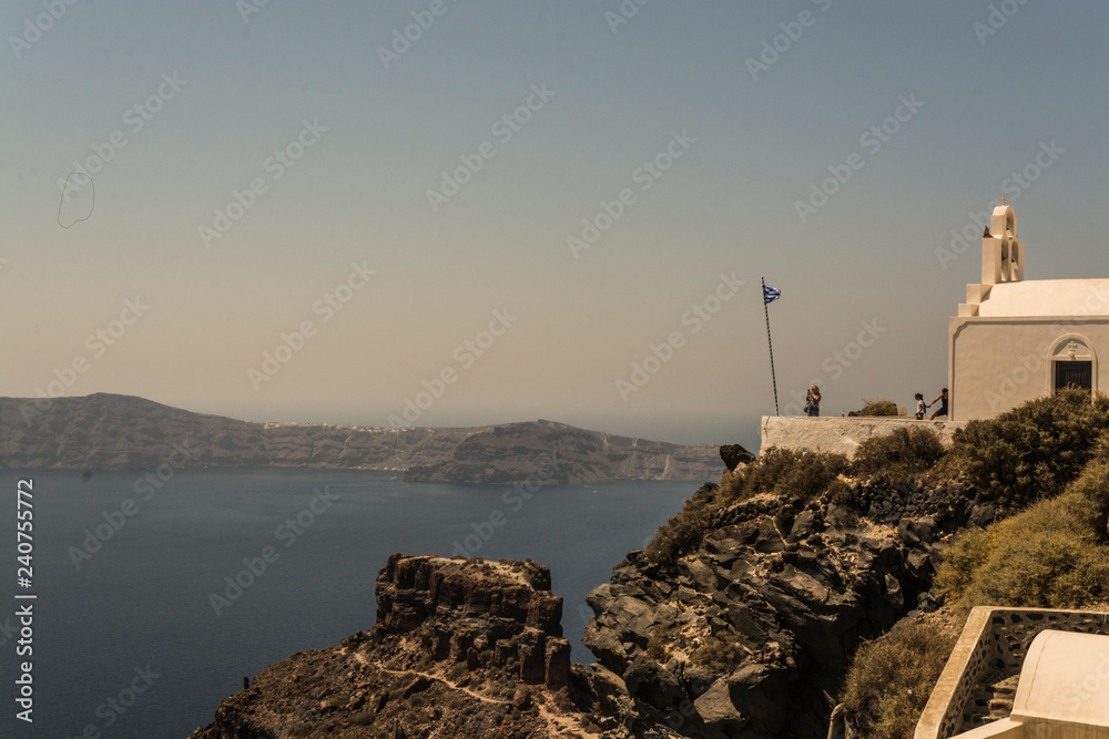 Santorini Fira, Greece - landscape with volcanic rocks