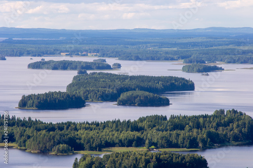 Landscape of Kuopio from a tower in a sunny day at summer full of nature