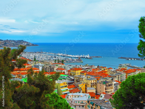 view port of San Remo (San Remo) and of the city on  Azure Italian Riviera, province of Imperia, Western Liguria, Italy © elens19
