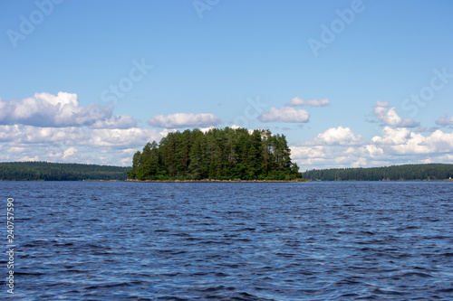 Landscape of Kuopio lakes at sunny day