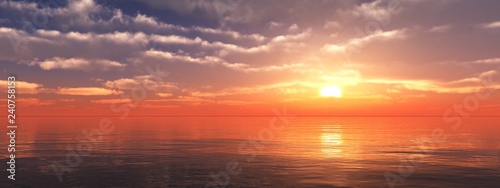 beautiful panorama of sea sunset, ocean landscape during sunrise 
