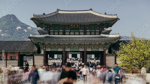 Timelapse At Gyeongbokgung Palace Gate, Seoul, South Korea. ProRes 422 in 4k
