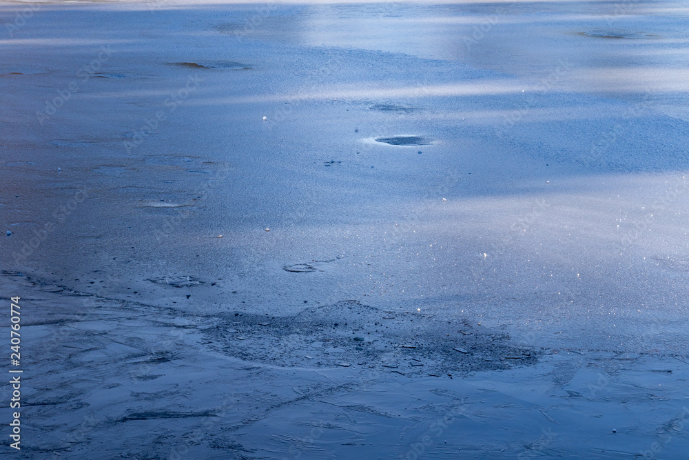 Ice on the surface of a lake Ice on the surface of a lake