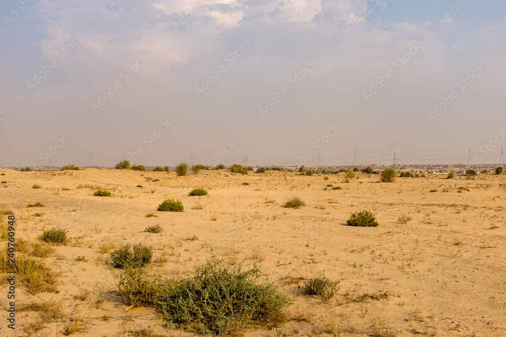Scrubland on the outskirts of Dubai, United Arab Emirates