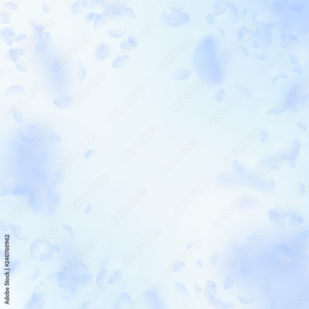 Light blue flower petals falling down. Trending ro Light blue flower petals falling down. Trending ro